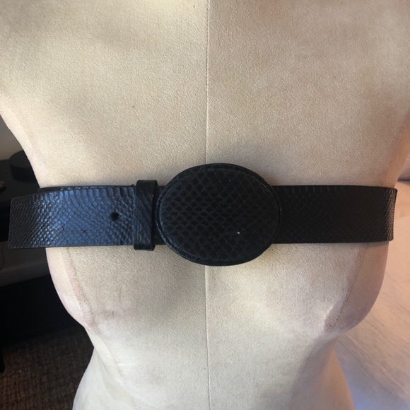 Black Leather Snakeskin Belt